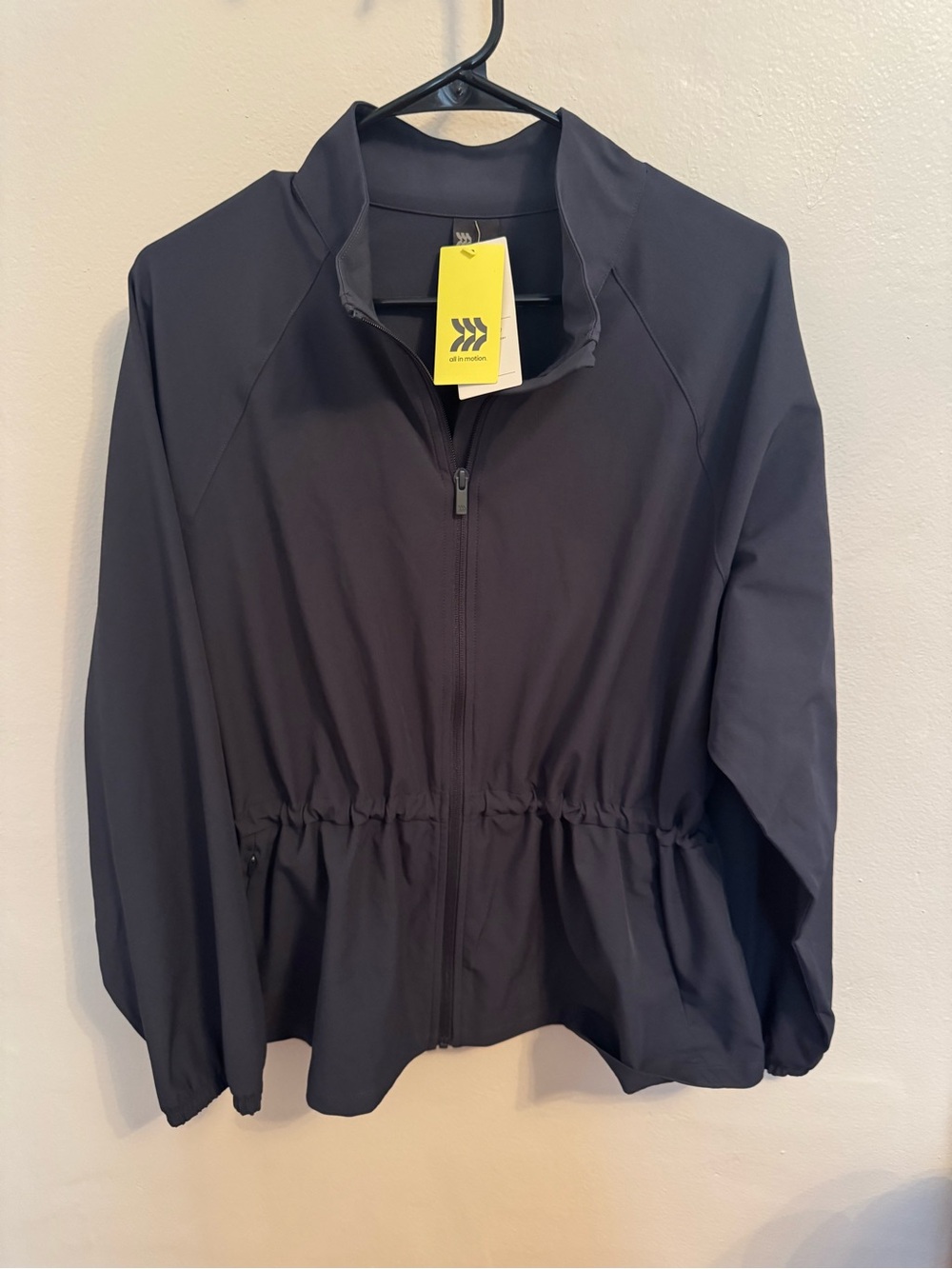 all in motion Navy Drawstring Waist Zip Jacket